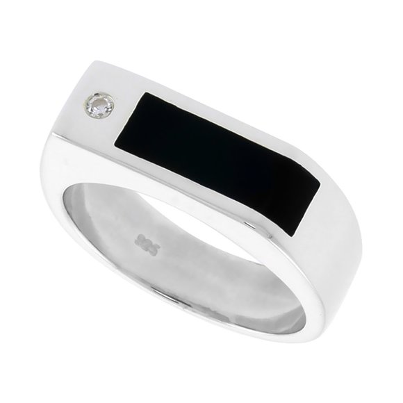 Sterling Silver Mens  Black Onyx Ring - Picture 1 of 2
